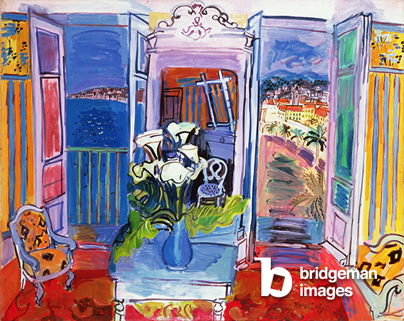 Interior with open windows, 1928, Dufy, Raoul (1877-1953)  Private Collection  Bridgeman Images